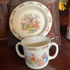 Bunnykins baby bowl and cup.